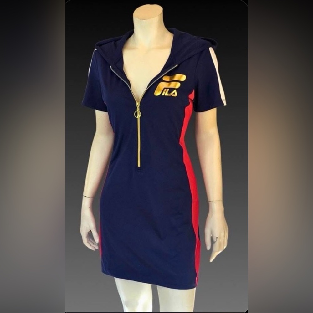 Fila Navy Zip-Up Top with Gold Hardware